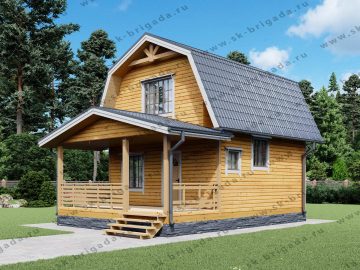 Каркасный дом 6х6 с ломаной крышей