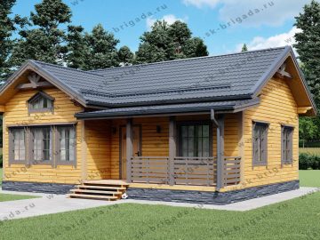 Каркасный дом 7,5х10 с террасой