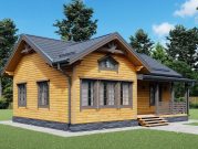Одноэтажный дом 7,5 на 10 из бруса с террасой