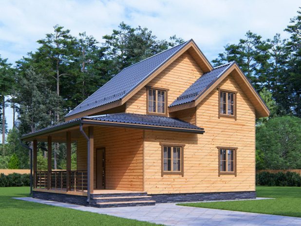 Дом из бруса 7х7 с террасой под ключ