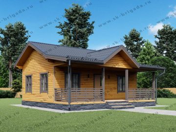 Дачный одноэтажный дом 6х8 по каркасной технологии