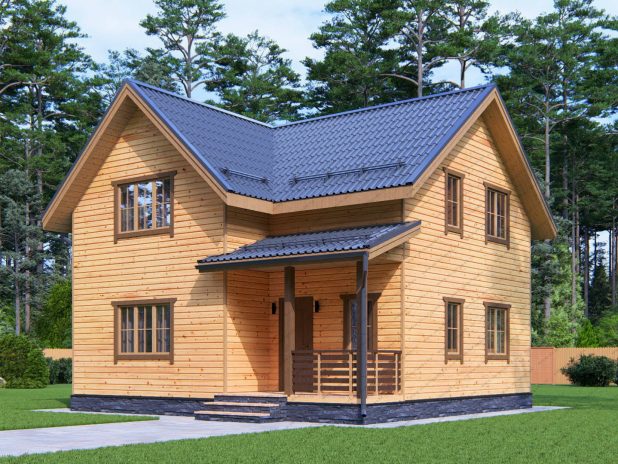 Дом из бруса 8х8 в полтора этажа под ключ