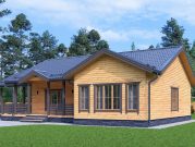 Дом из бруса 11 на 12 с панорамными окнами