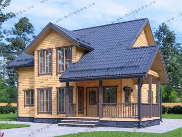 Каркасный дом 9х9 с террасой и мансардой