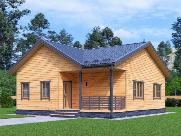 Проект одноэтажного дома 9 на 10 с 2 спальнями под ключ