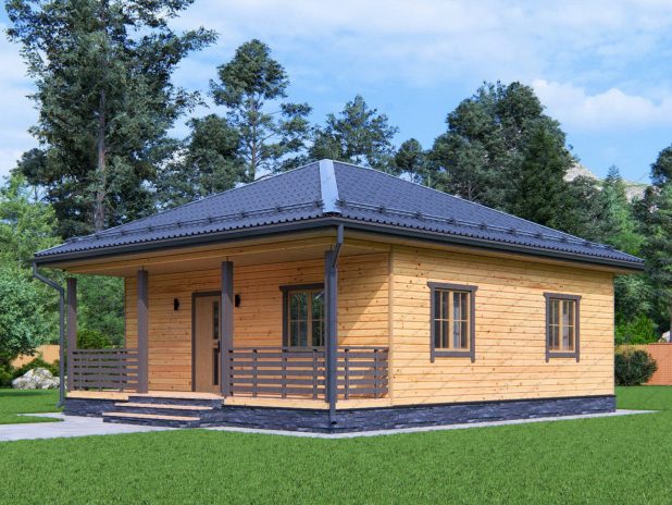 Одноэтажный дом из бруса 8х8 под ключ