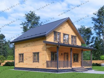 Каркасный дом 8 на 8 с террасой