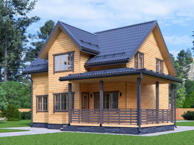 Дом из бруса 8х9 с террасой под ключ