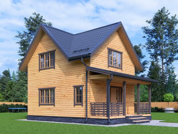 Дом из бруса 7х8 в полтора этажа под ключ