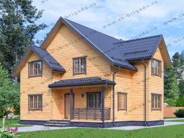 Каркасный дом 10х10 с террасой и вторым светом