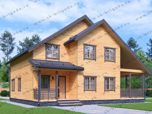 Двухэтажный каркасный дом 10х12
