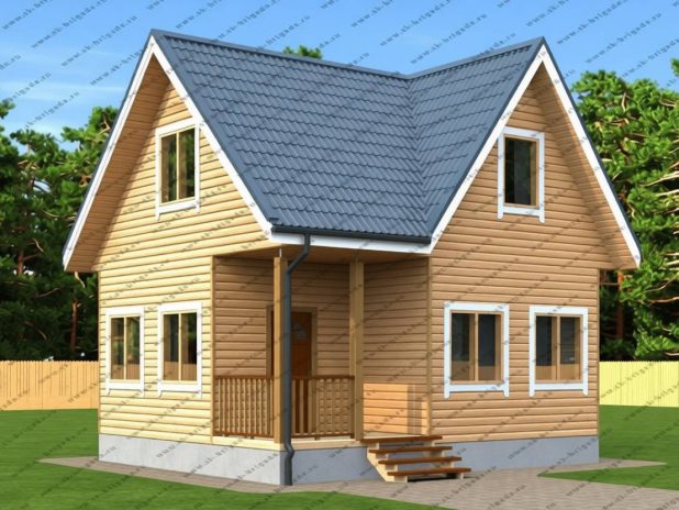Одноэтажный дом 6х7 с мансардной крышей под ключ