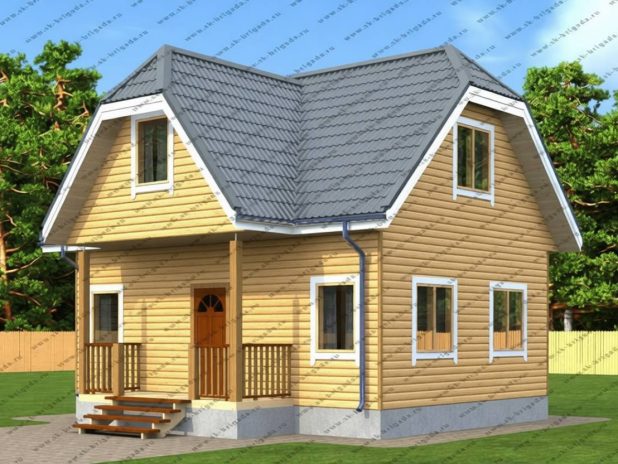 Брусовый дом 6 на 8 с мансардой под ключ