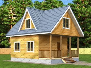 Проект дома с террасой впереди дома