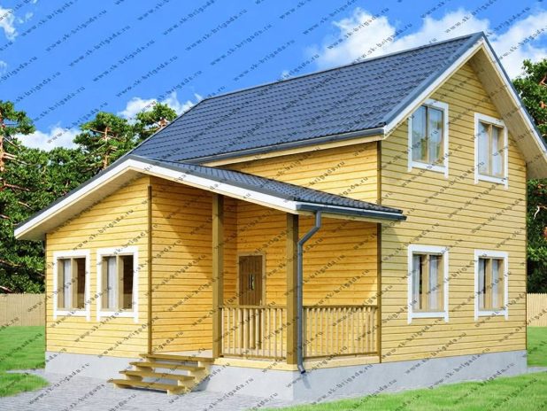Проект дома 8 на 8 с верандой и террасой под ключ
