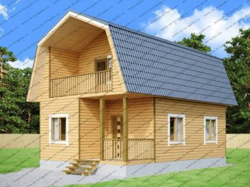 Дом 6х9 из бруса с ломаной крышей