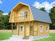 Дом 6 на 8 из бруса с террасой и балконом