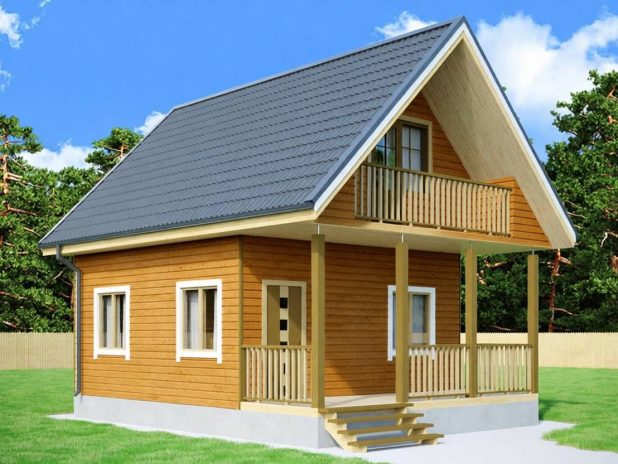 Дом из бруса 6х8 с балконом под ключ