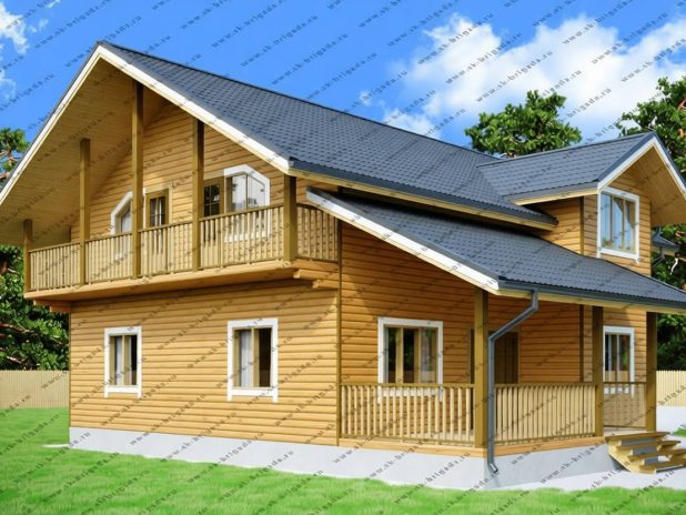 Дом из бруса с большой кухней под ключ