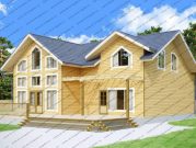 Деревянный дом из бруса с витражными окнами