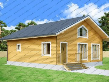 Одноэтажный дом 8х10 из бруса с баней
