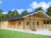 Большой одноэтажный дом из бруса с террасой