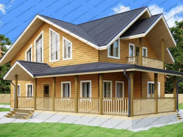 Двухэтажный дом из бруса 10 на 15 под ключ