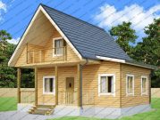 Дом из бруса 8х8 с террасой и балконом