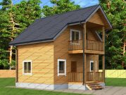 Двухэтажный дачный дом с балконом