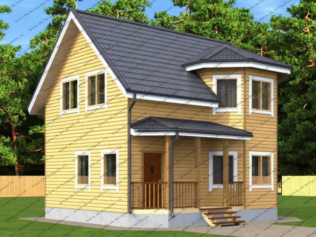 Дом из бруса 7х8 с эркером и санузлом под ключ