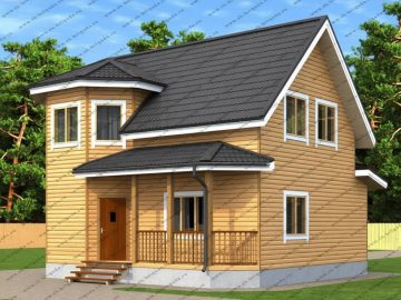 Дом из бруса с двумя террасами