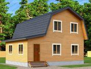 Деревянный дом 9х9 с мансардой и верандой