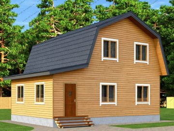 Деревянный дом 9х9 с мансардой и верандой