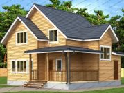 Дом из бруса 9 на 10 с эркером и 3 спальнями