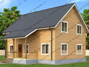 Дом из бруса 9х11 с террасой и эркером