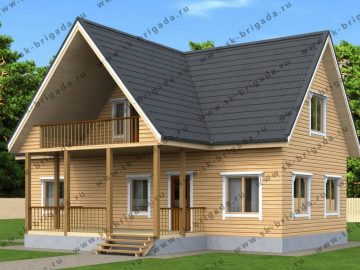 Дом из бруса 6 на 12 с мансардой и террасой