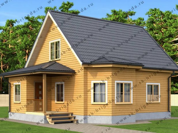 Дом 7 на 10 с мансардой из бруса под ключ