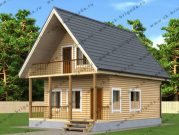 Деревянный дом с балконом и террасой