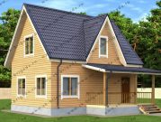 Сруб дома 6х8 из бруса с мансардой