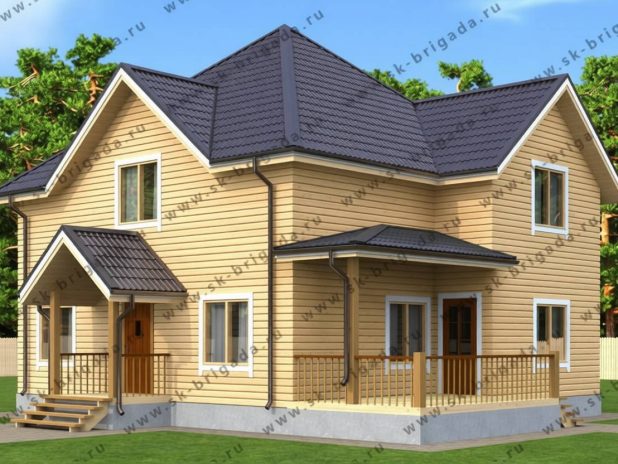 Двухэтажный дом 9 на 11 из бруса под ключ