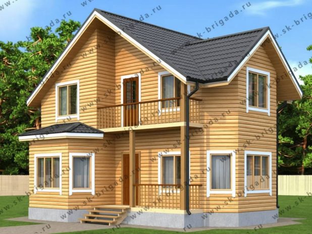 Дом 7 на 9 с эркером, балконом и террасой под ключ