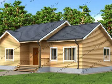 Одноэтажный дом из бруса с кухней гостиной