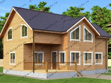 Дом из бруса с мансардными окнами