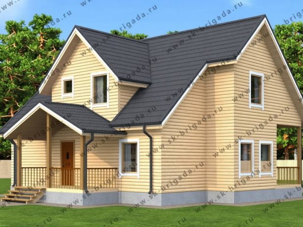 Деревянный дом с баней под одной крышей под ключ