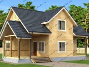 Дом из бруса 8 на 10 с мансардой и террасой