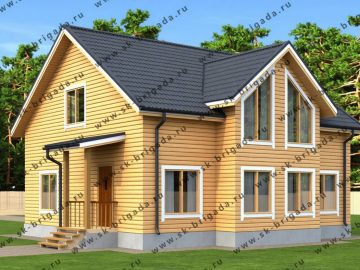 Дом с панорамными окнами и мансардой