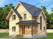 Дом из бруса с лестницей в эркере