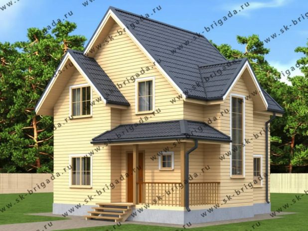 Дом из бруса с лестницей в эркере под ключ