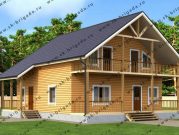 Брусовой дом 10х11 с террасой и балконом