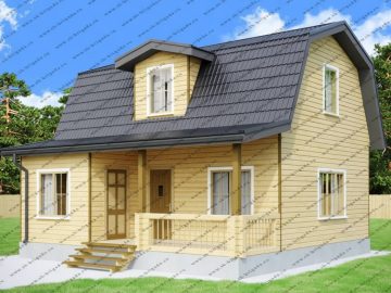 Дачный дом 8х8 с мансардой и террасой
